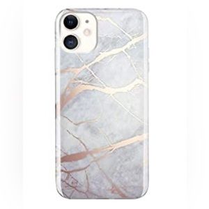iPhone 11 Case: Marble & Metallic Rose Gold